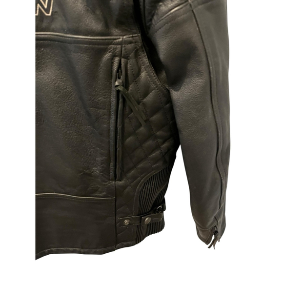 Harley Davidson Motorcycle Black Leather Riding Jacket Size XL Zip Armor Biker - Picture 10 of 11